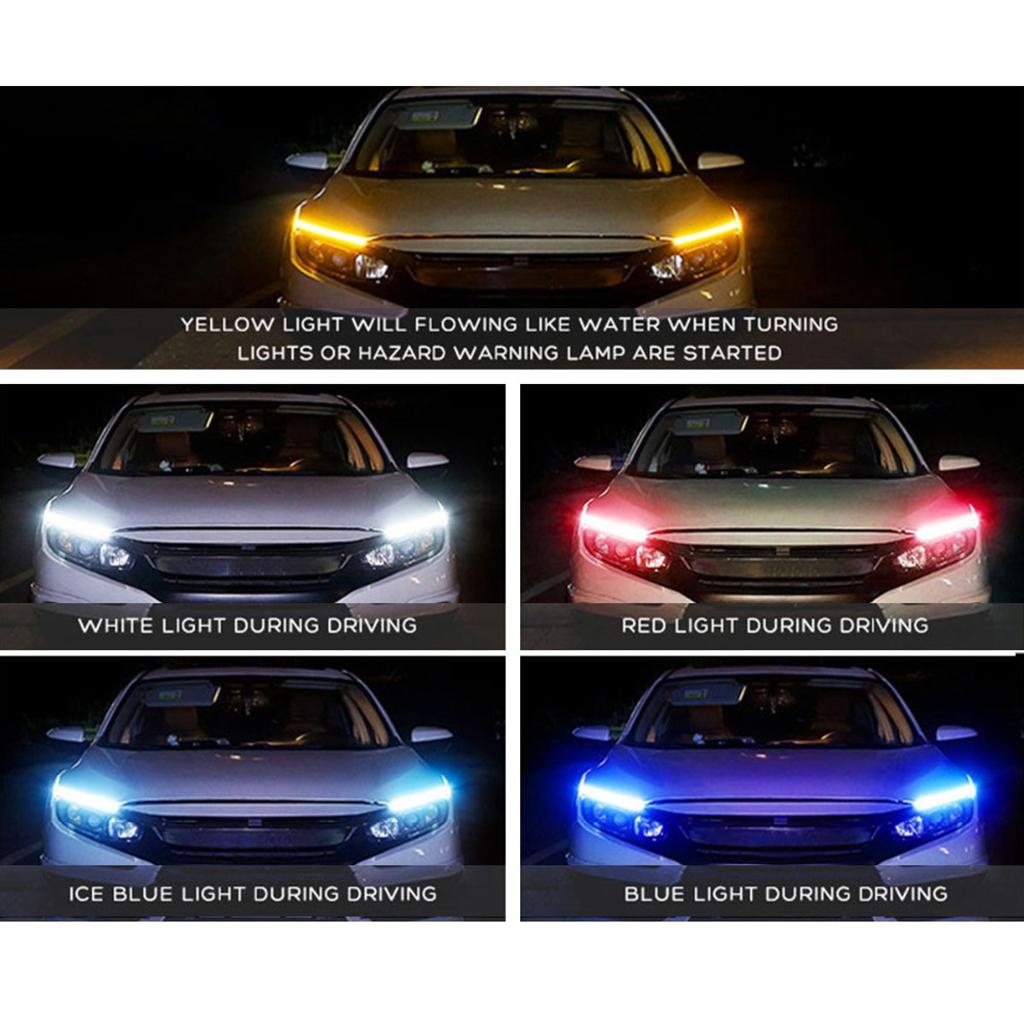 2 Pieces Car LED Flowing Strip Flasher Turn Signal Light Foglight DRL Light