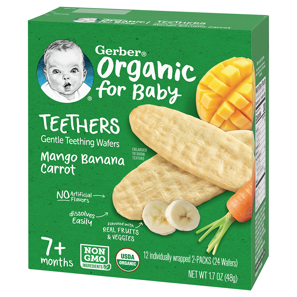 Bánh Gạo Hữu Cơ Gerber Organic vị Xoài Chuối Cà Rốt 48g