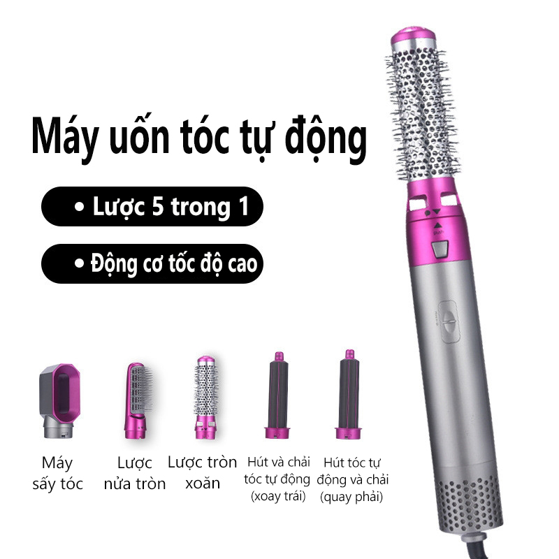 Máy sấy tóc đa chức năng 1250W công suất cao-với 5 đầu tạo kiểu có thể thay thế - tóc xoăn, bồng bềnh, thẳng