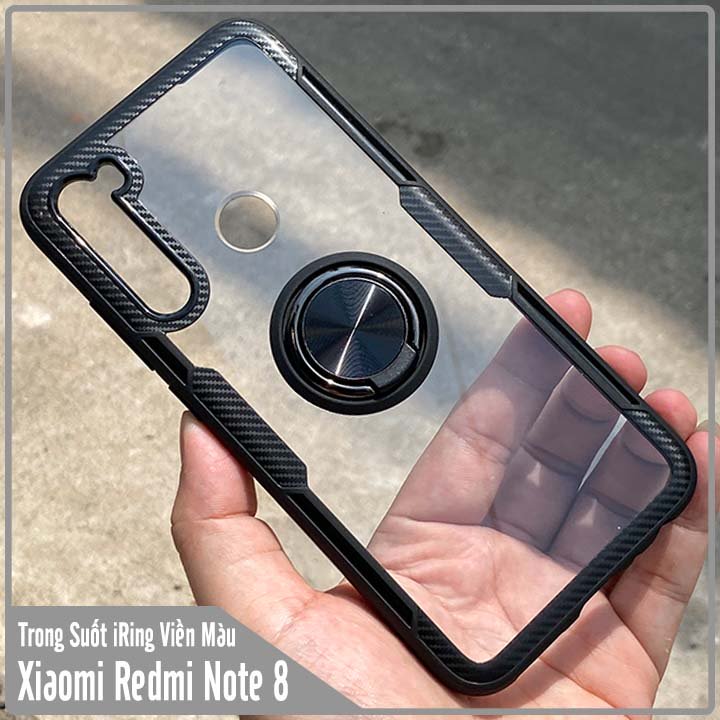 Ốp lưng cho Xiaomi Redmi Note 8 Trong Suốt Chống Sốc iRing Viền Màu