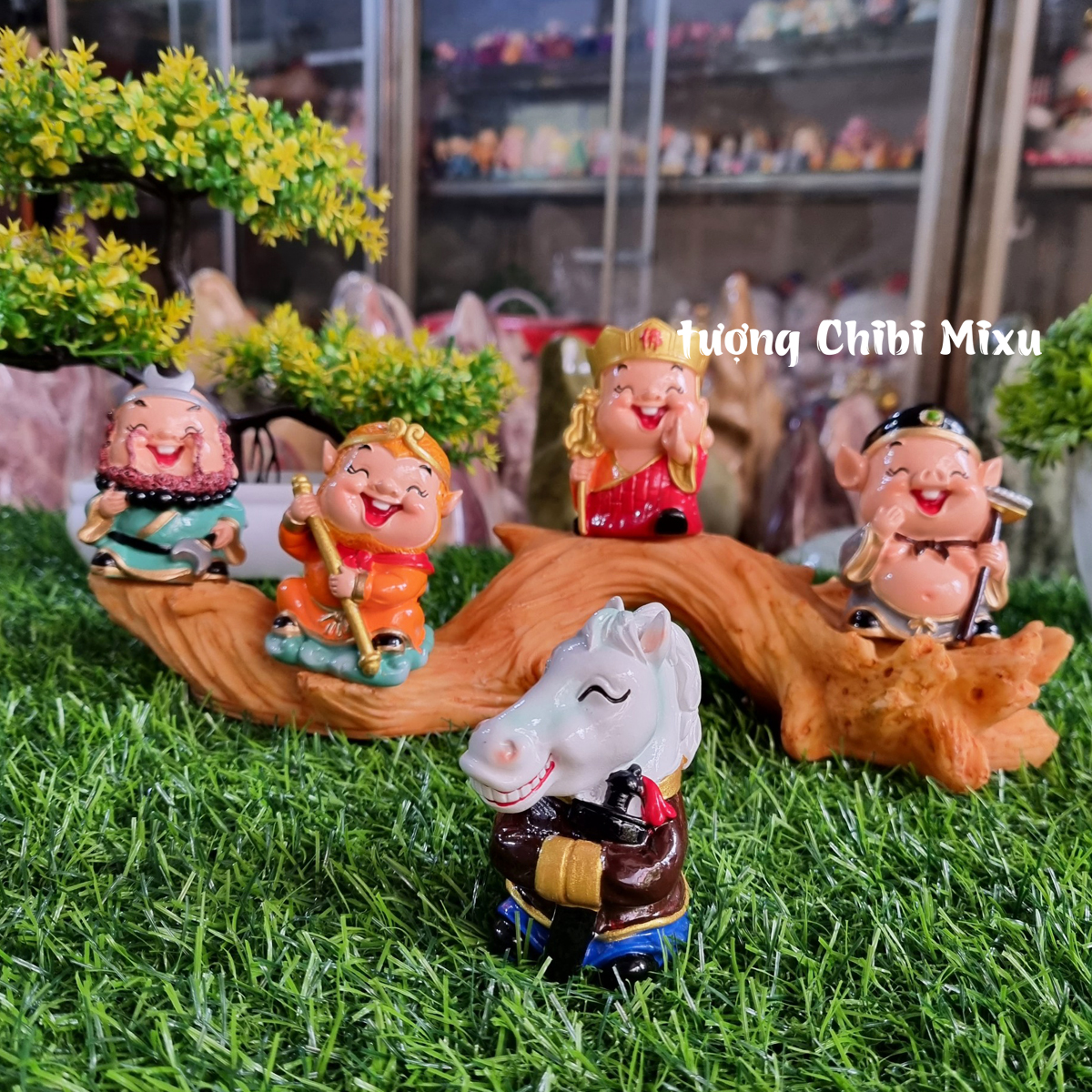 Bộ 05 thầy trò Đường tăng 6cm kèm chân đế giả gỗ size nhỏ