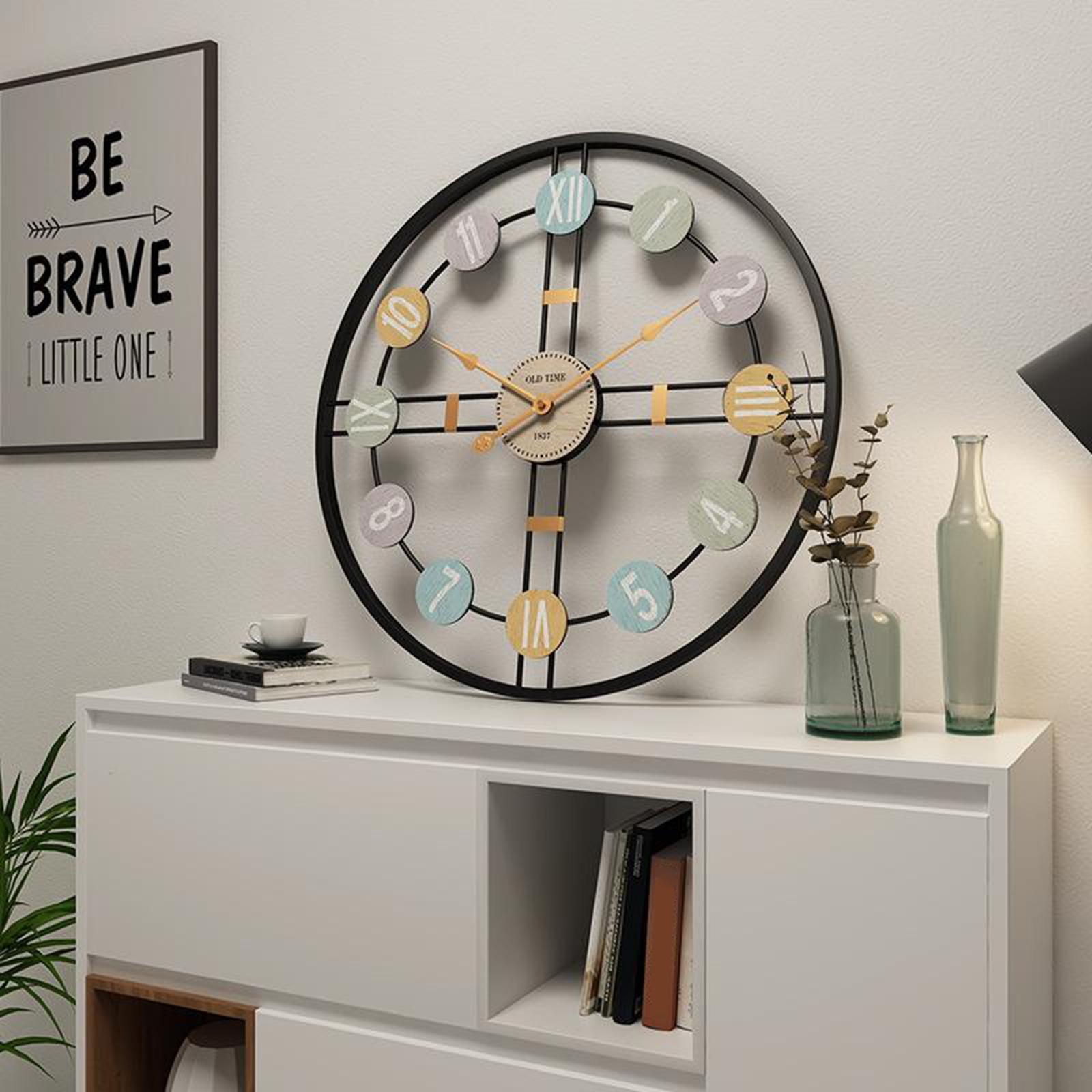 Metal Wall Clock Hanging Mute Clock Industrial Silent Wall Clock