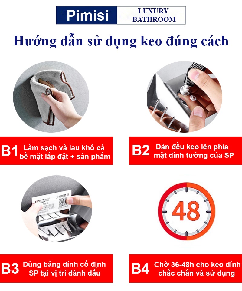 Móc treo quần áo dán tường inox 304 phụ kiện nhà tắm Pimisi - kèm keo dán siêu chắc | Hàng chính hãng