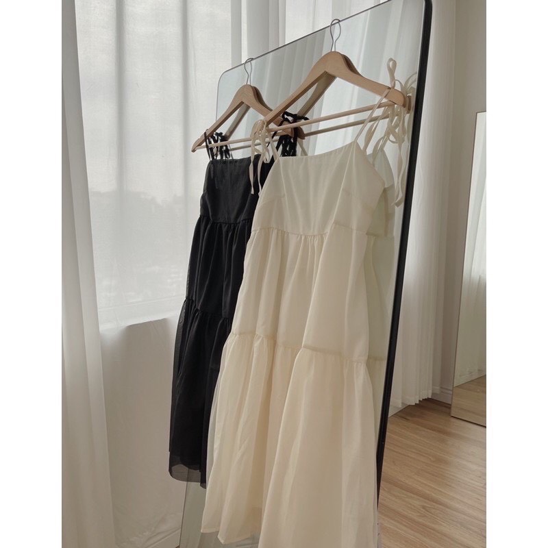 Váy 2 dây babydoll dáng dài tầng có lớp lót siêu đẹp