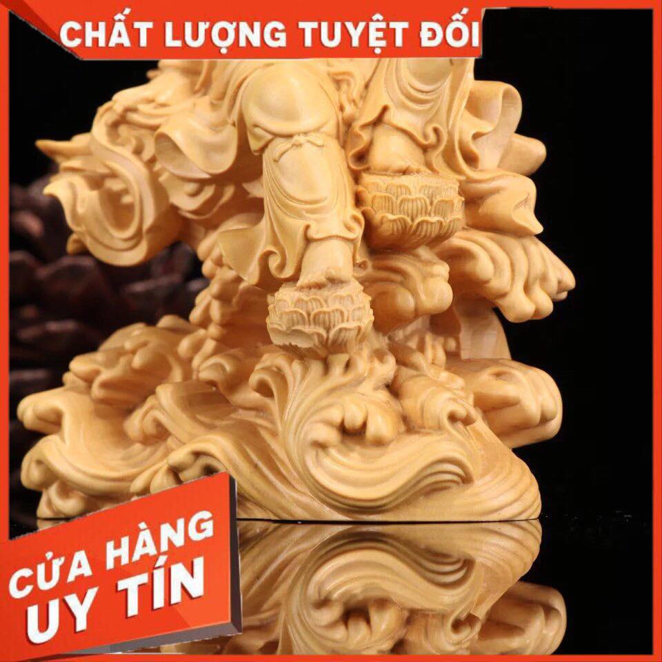 TƯỢNG QUAN ÂM TỰ TẠI - Gỗ Hoàng Dương cao cấp