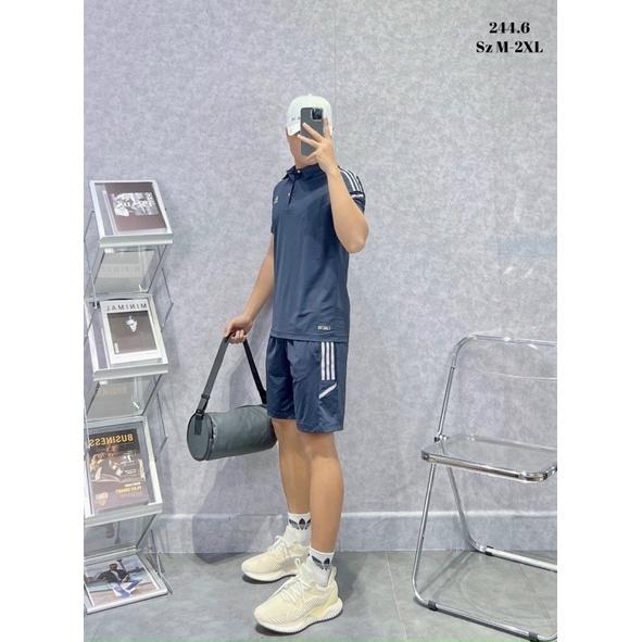 Bộ thể thao có cổ chất thun lạnh in decan bạc cao cấp