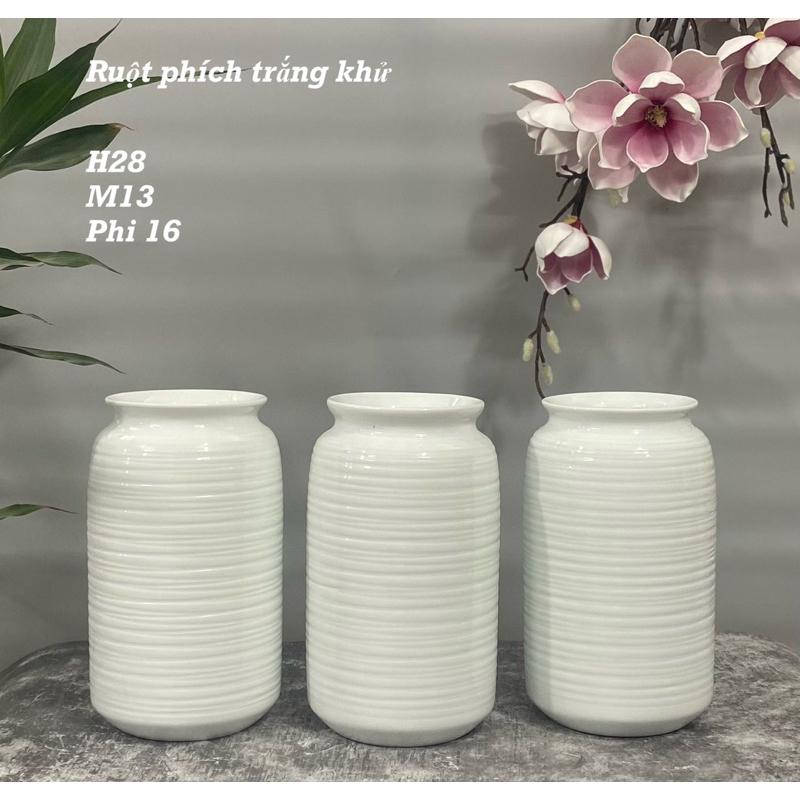 Bình cắm hoa men trắng khử. Gốm sứ Bát Tràng.