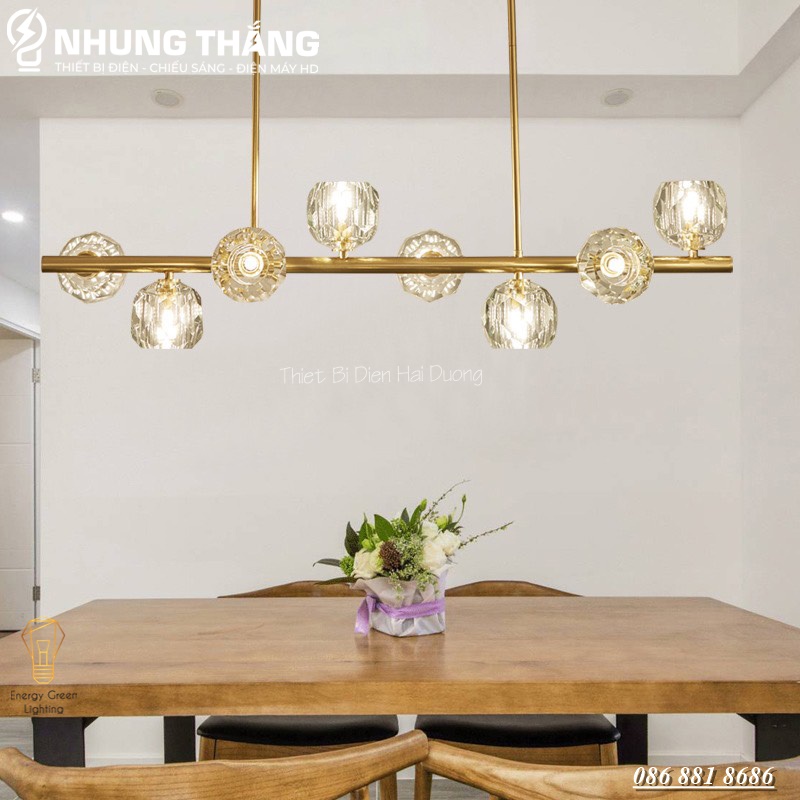 Đèn Thả 8 Chao T hủy Tinh DGT-9400 - Decor Trang Trí Nội Thất Sang Trọng - Phong Cách Hiện Đại - Có Video