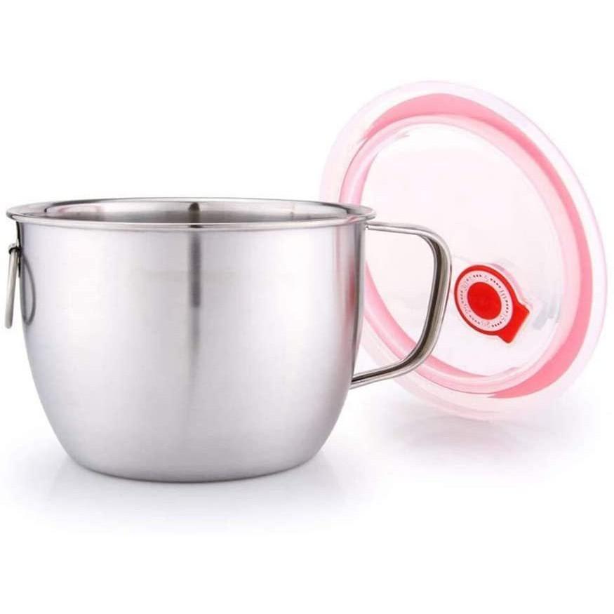 Ly mì dạng tô inox 1200ml , ca nấu mì có nắp đậy cao cấp siêu bền