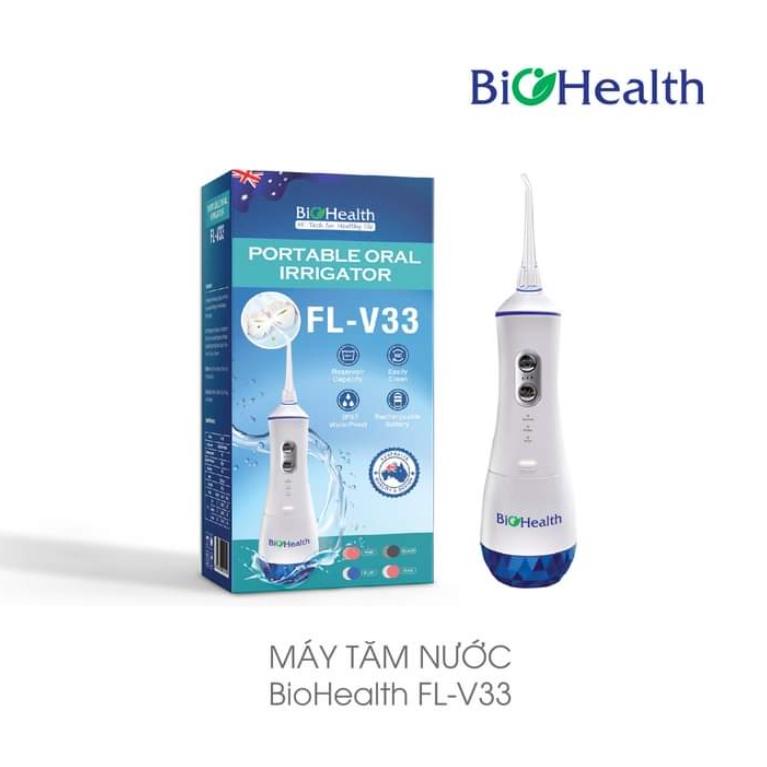 Máy tăm nước Biohealth FLV33, thương hiệu Úc, Tặng kèm 4 đầu xịt, làm sạch răng nướu, giảm viêm lợi sâu răn