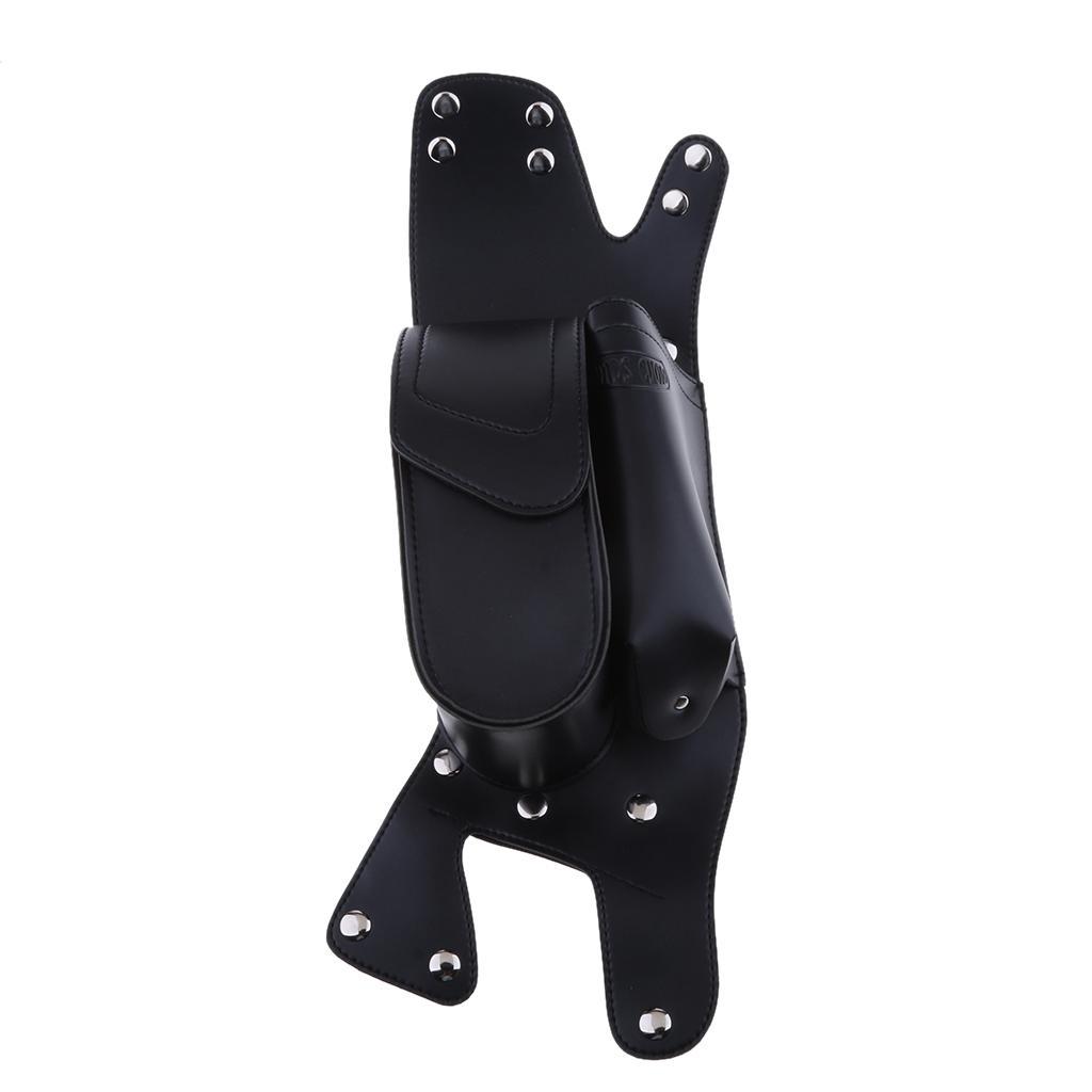 Black PU Leather Right Side Saddlebag Water Bottle Holder Fit for Harley