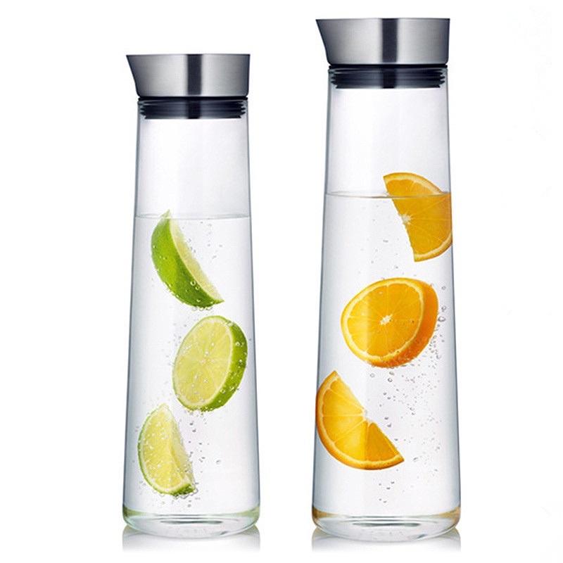 Bình Detox đựng nước Thuỷ tinh cao cấp Dáng Cao 1-1.4L. Bình nước để tủ lạnh
