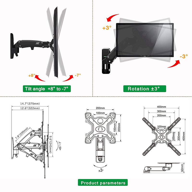 Giá Treo Tivi Góc Xoay Đa Hướng Nhập Khẩu North Bayou F350 (40-50 inch)