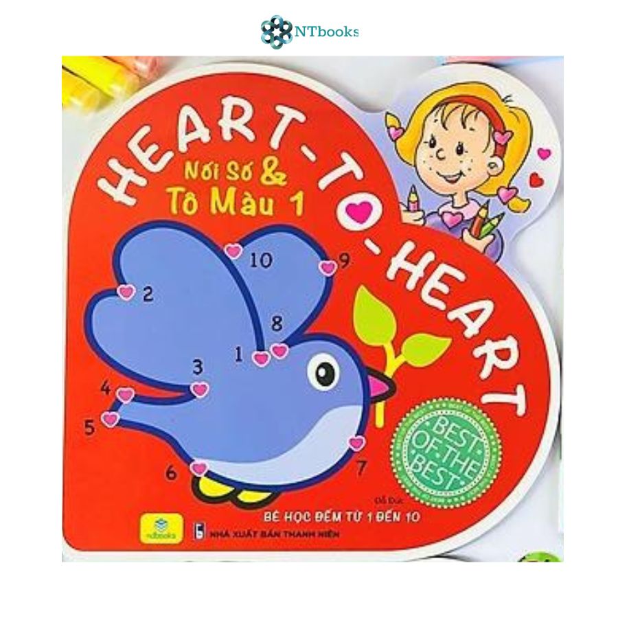 Combo 4 cuốn Sách Nối Số Tô Màu - Bé học đếm từ 1 đến 10 Heart to hear
