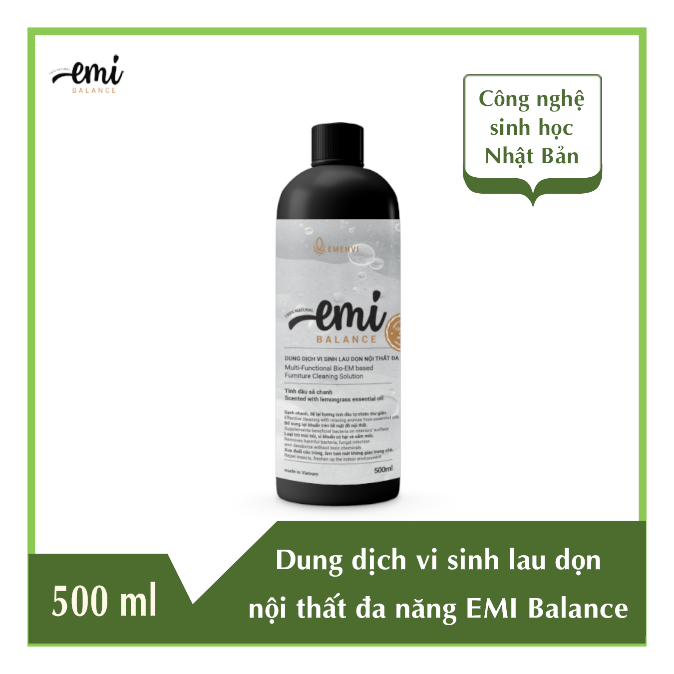 DUNG DỊCH VI SINH LAU DỌN NỘI THẤT ĐA NĂNG - CÔNG NGHỆ SINH HỌC NHẬT BẢN (Multi-Functional Bio-EM based Furniture Cleaning Solution) 500ML