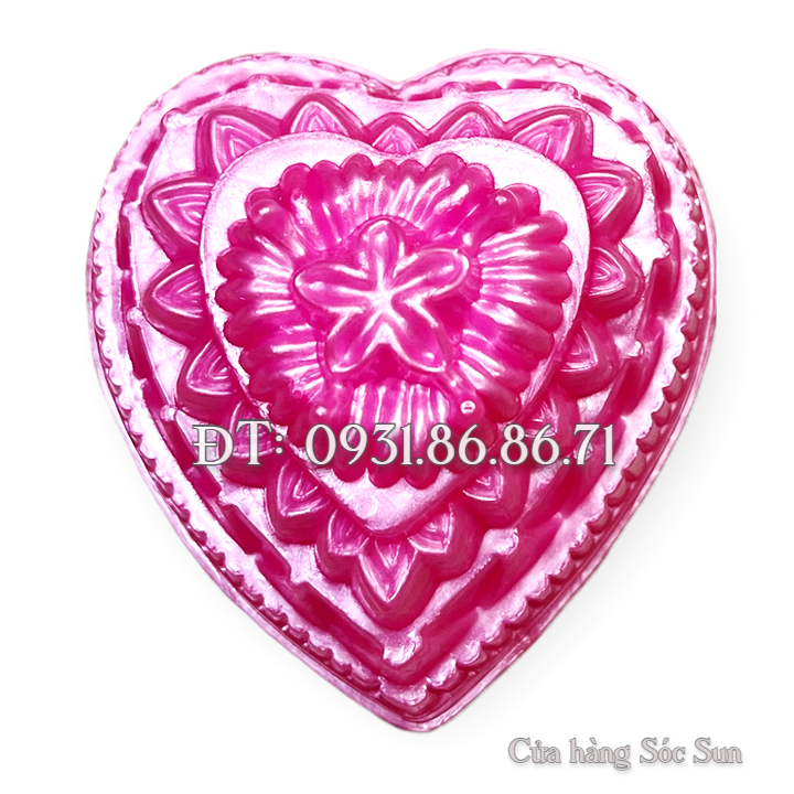 Khuôn rau câu trung thu hình tim hoa 5 cánh loại 13 cm – Mã số 1920