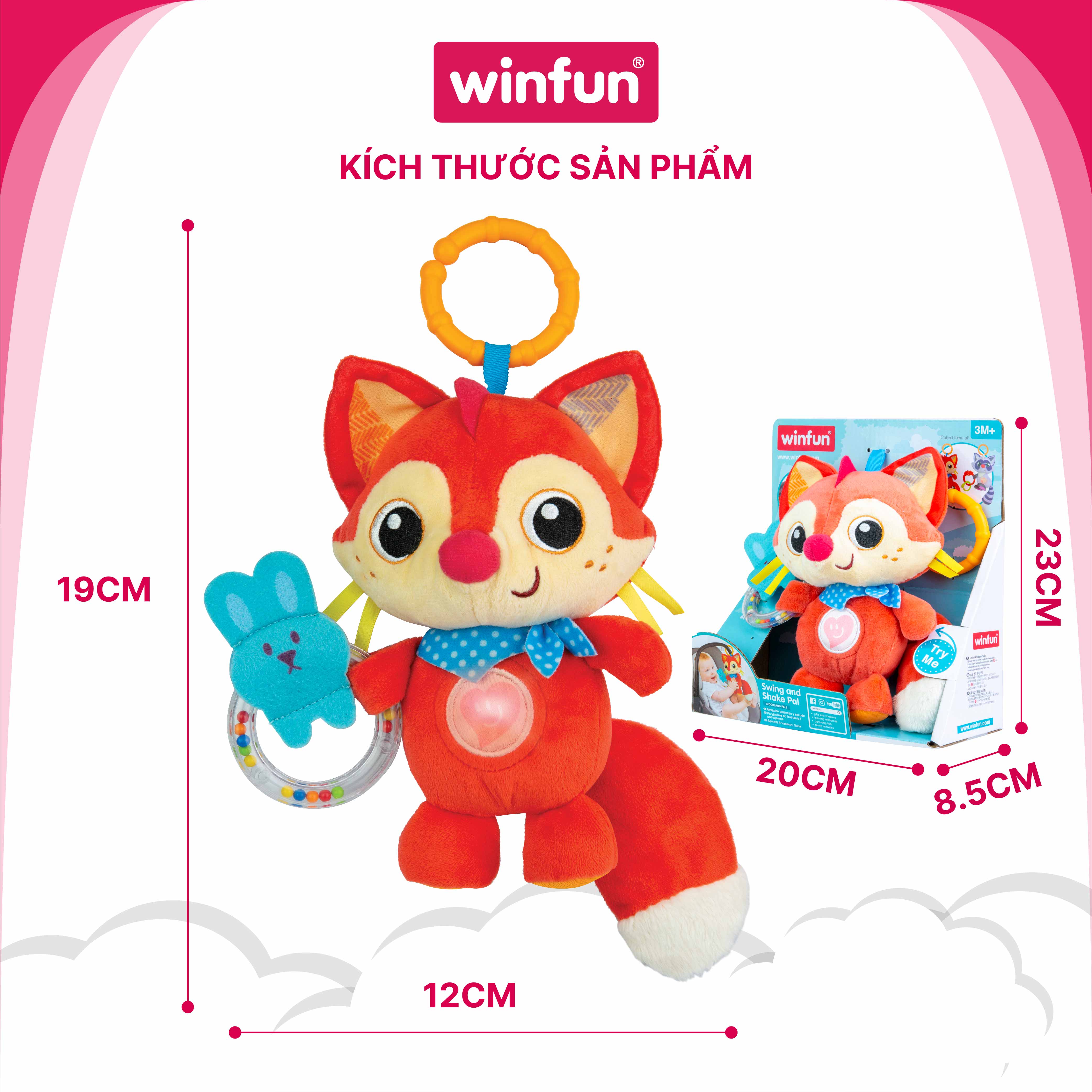 Đồ chơi treo nôi cảm ứng phát nhạc - bạn gấu mèo dễ thương Winfun WF720020-01