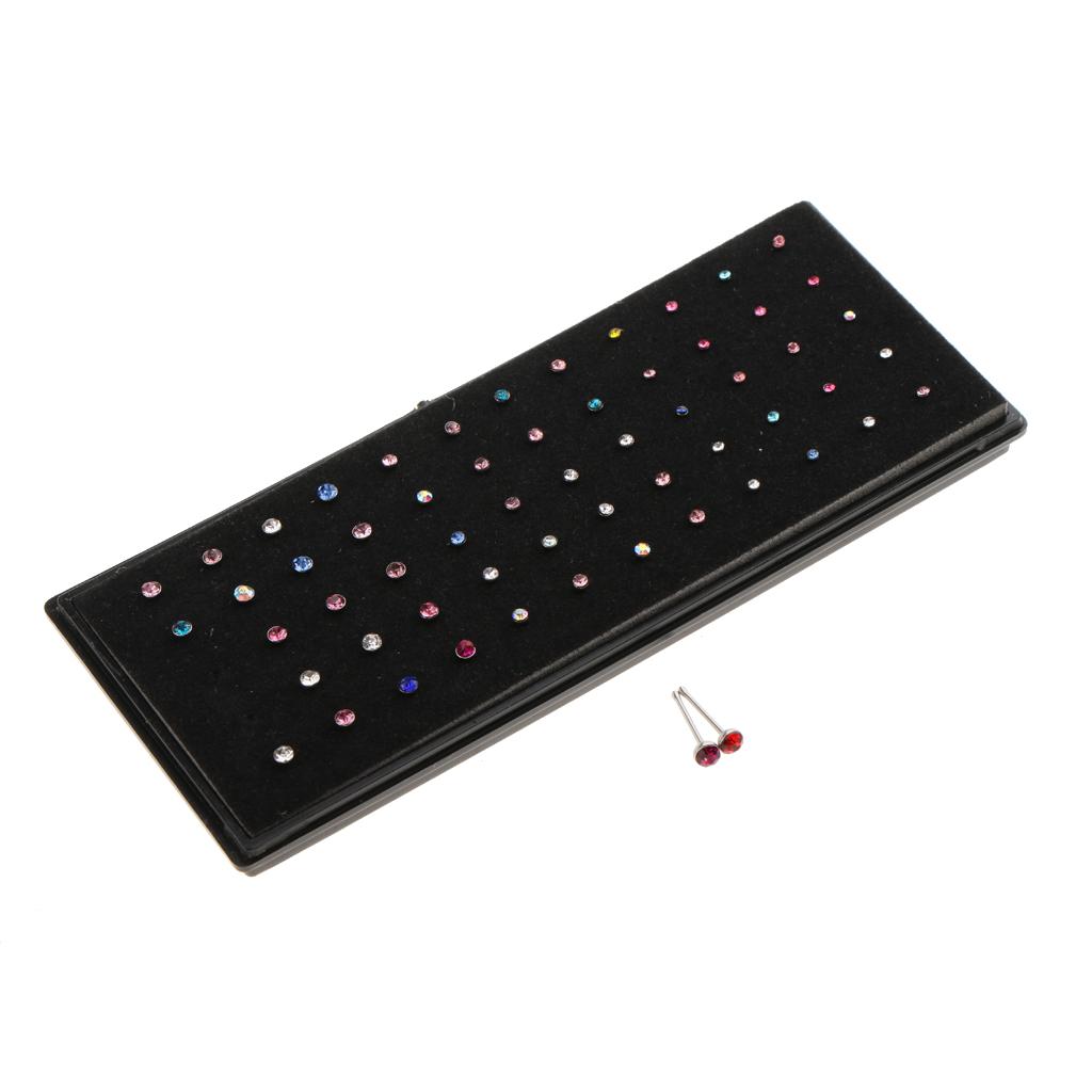 60pcs Stainless Steel Nose Rings Studs Body Piercing Jewelry Multi-Color