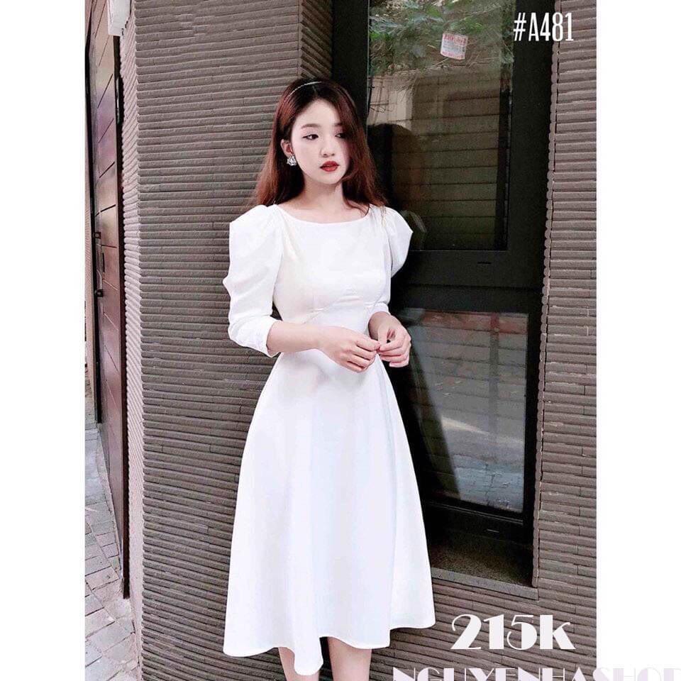 Đầm dạ hội tay nhúng phồng chuẩn mẫu