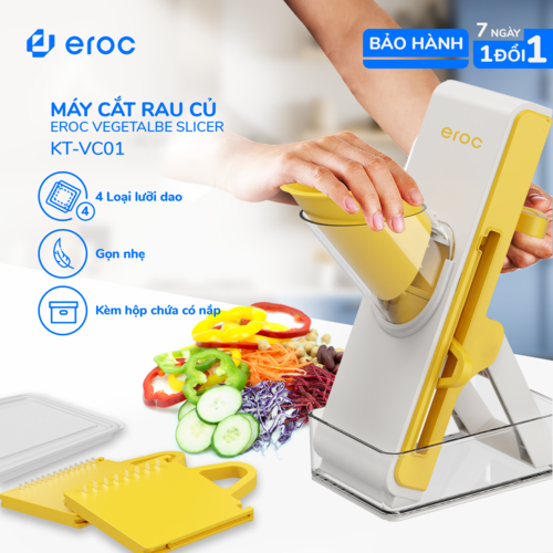 Máy Cắt Rau Củ Kèm Bộ Lưỡi Cắt Đa Năng Eroc VEGETALBE SLICER V-KT-VC01 - Hàng Chính Hãng