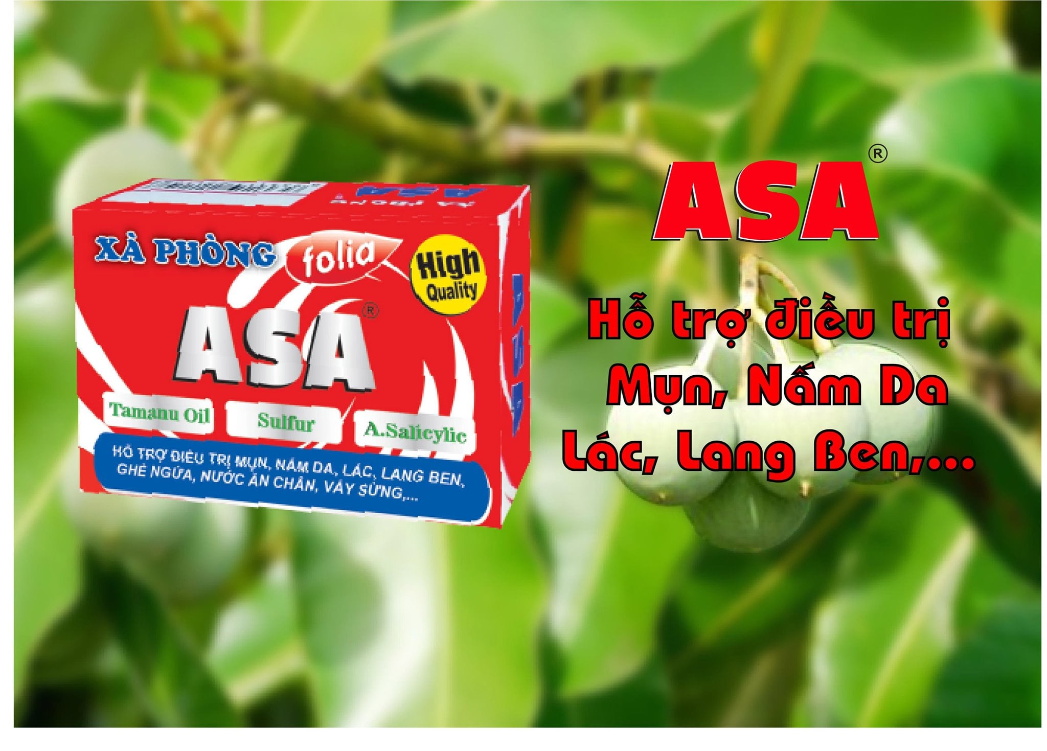 Xà bông tắm Asa 120g hỗ trợ diệt khuẩn gây mụn, nấm, lác và các bệnh ngoài da