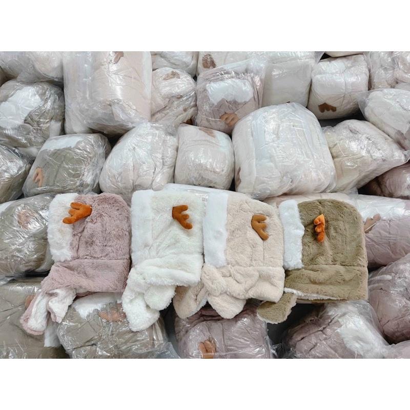 Mũ Lót Lông Sừng Hươu Kèm Khăn Cổ Cho Bé - Siêu Ấm, SIêu Cute, Siêu Mềm Mại Dày Dặn