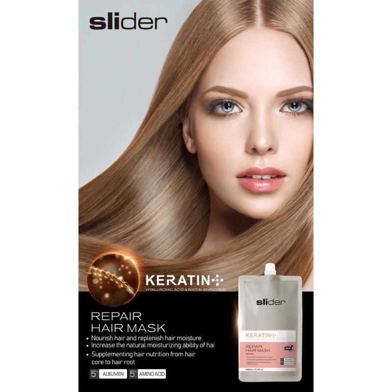 Dầu hấp ủ tóc Slider Keratin Amino acid phục hồi mềm mượt chắc khoẻ tóc 500ml + Gội xả gói Karseell 15ml