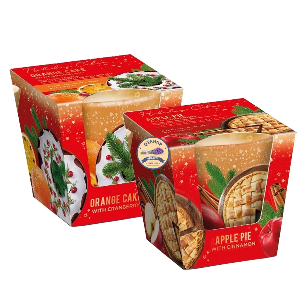 Combo 2 Ly nến thơm tinh dầu Bartek Holiday Cakes 115g QT0042 - bánh cam, táo, trang trí, thơm phòng, thư giãn, hỗ trợ khử mùi (giao mẫu ngẫu nhiên)