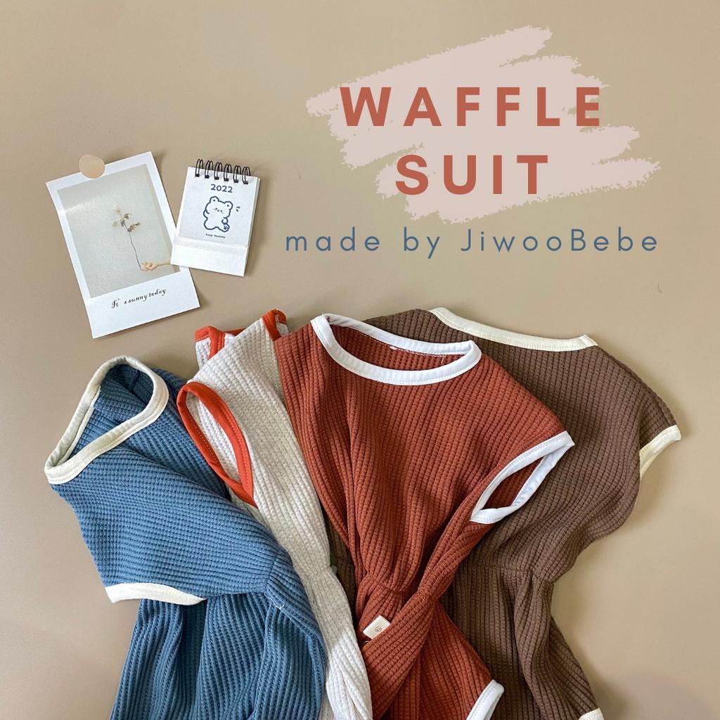 Body Cho Bé, Bộ Liền Thân Mùa Hè Trẻ Em Vải Cotton Waffle Hàn Quốc Unisex