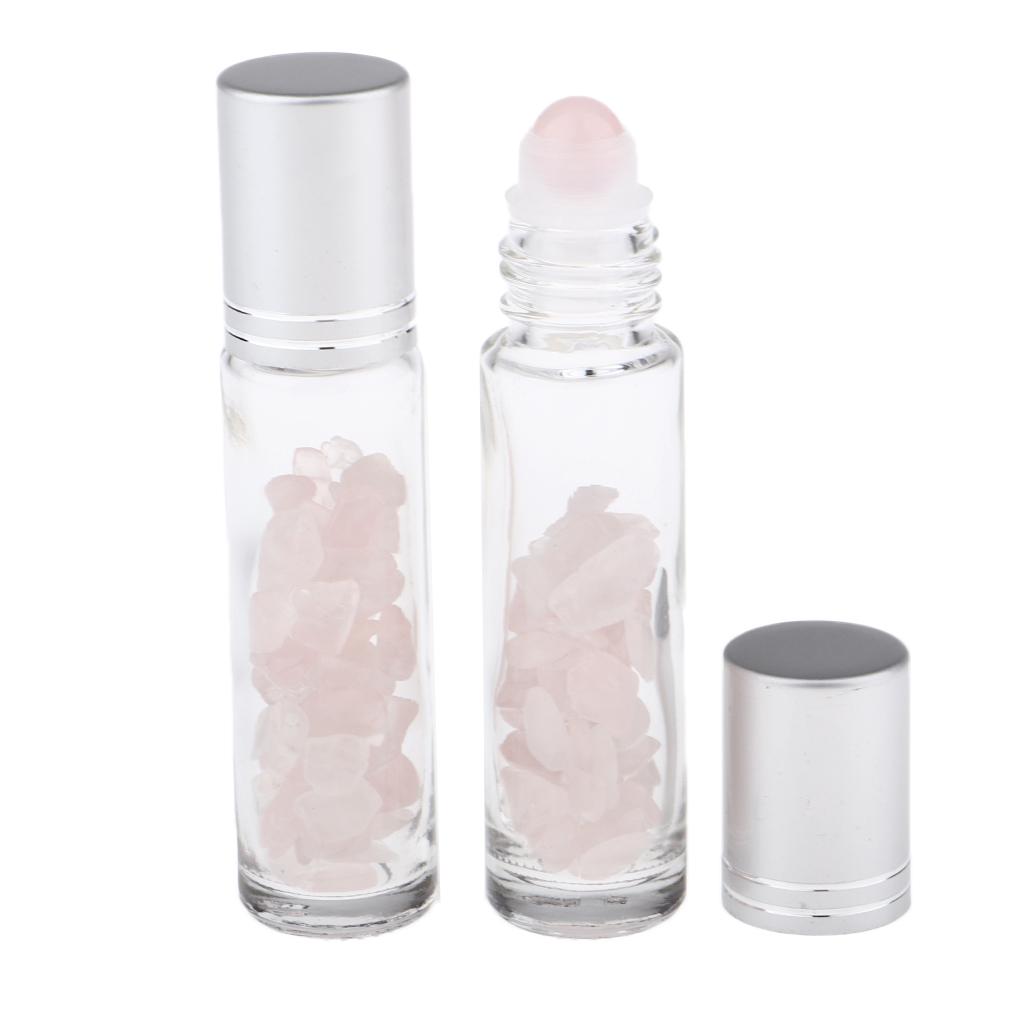 4 Pieces 10ml Empty Glass Oils Perfume Aromatherapy Roll-on Bottles Pink+Purple