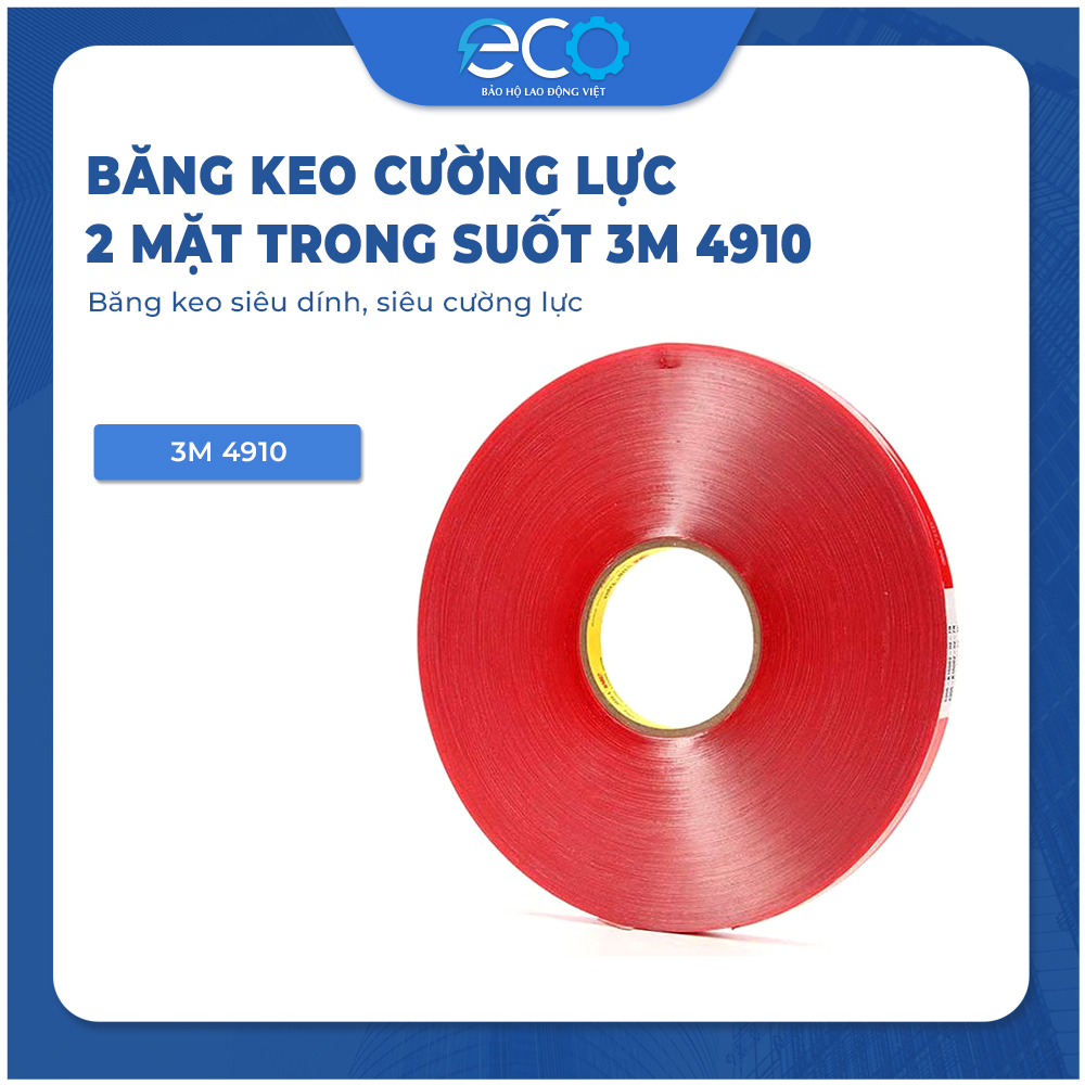 Băng keo cường lực 2 mặt trong suốt 3M 4910 (12mm x dài 4.5m) băng keo siêu dính, siêu cường lực