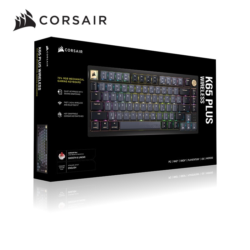 Bàn phím không dây Corsair K65 CSR RED-BLK-GLD (K65 Plus Wireless) - Hàng chính hãng