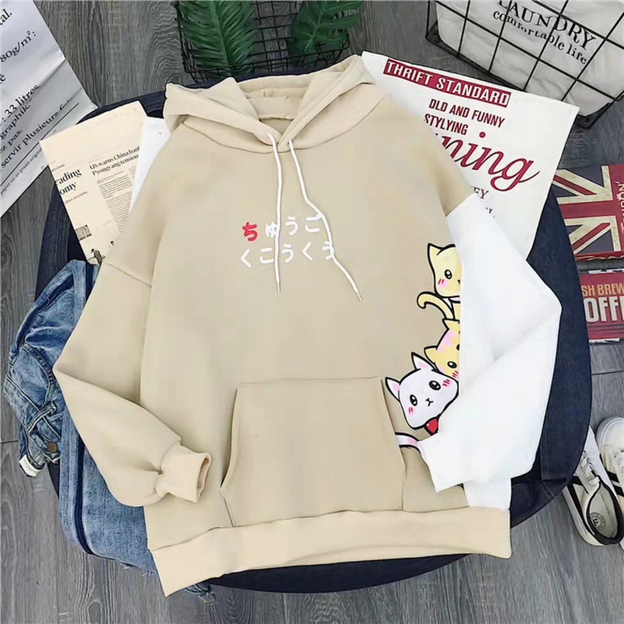 ÁO KHOÁC HOODIE NAM NỮ-IN 3 CON MÈO SIÊU CUTE-MỚI NHẤT