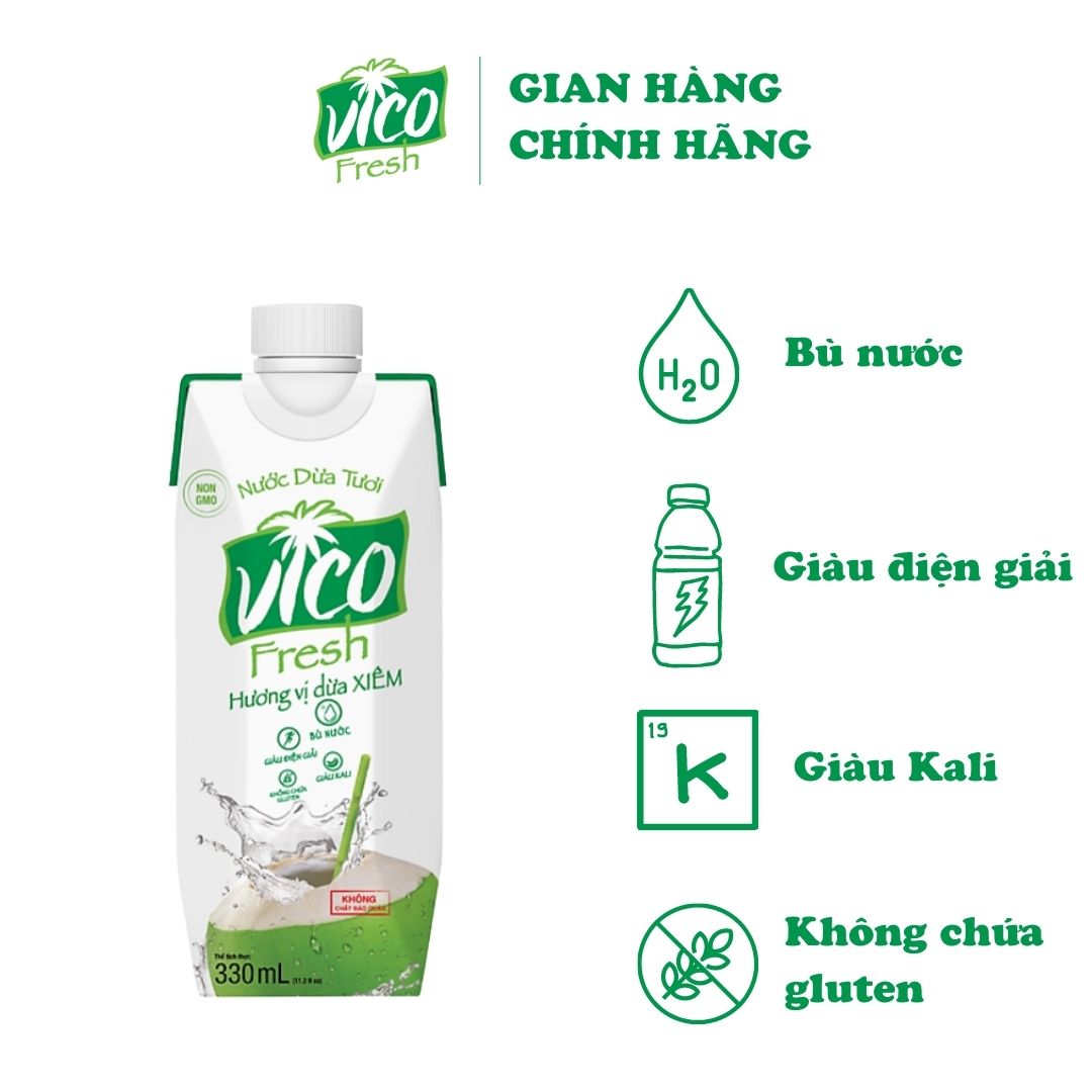 1 HỘP NƯỚC DỪA VICO FRESH 330ML - VỊ XIÊM