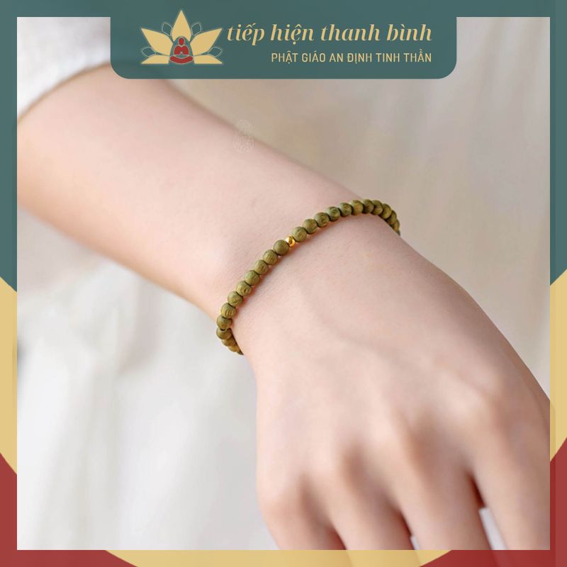 Chuỗi Hạt Đàn hương Thơm Tự Nhiên Mix Hạt Vàng 4mm Đeo Tay Dành Cho Nữ