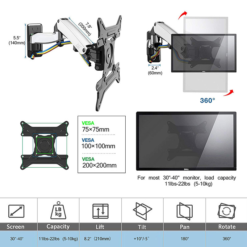 Giá Treo Tivi Góc Xoay Đa Hướng Tay Dài Nhập Khẩu North Bayou F300 (30-40 inch)