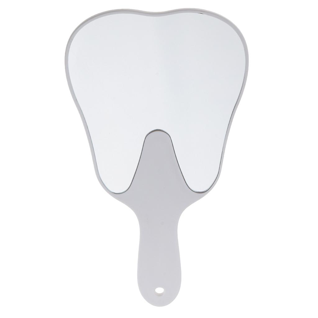 Cute Tooth Shaped Hand Held Plastic Makeup Mirror Oral Clinic Gift Red White Yellow Green