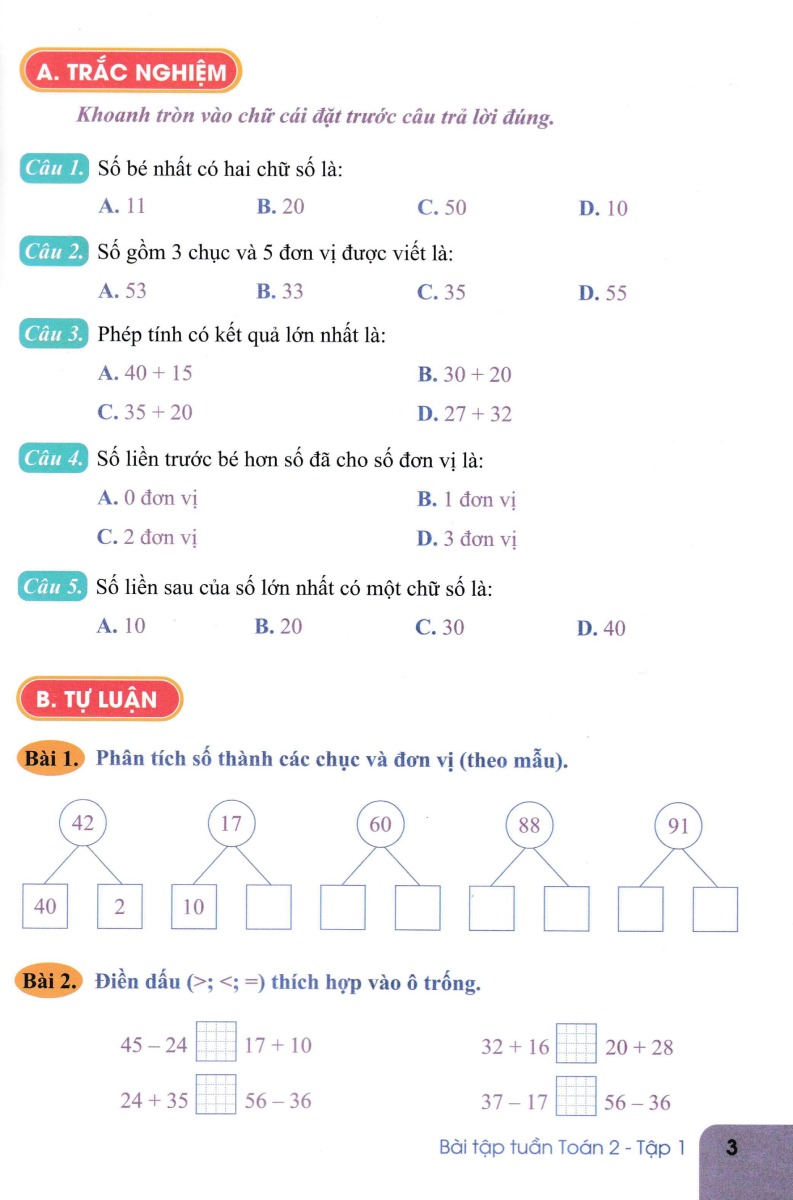 Bài Tập Tuần Toán 2 - Tập 1  - ND
