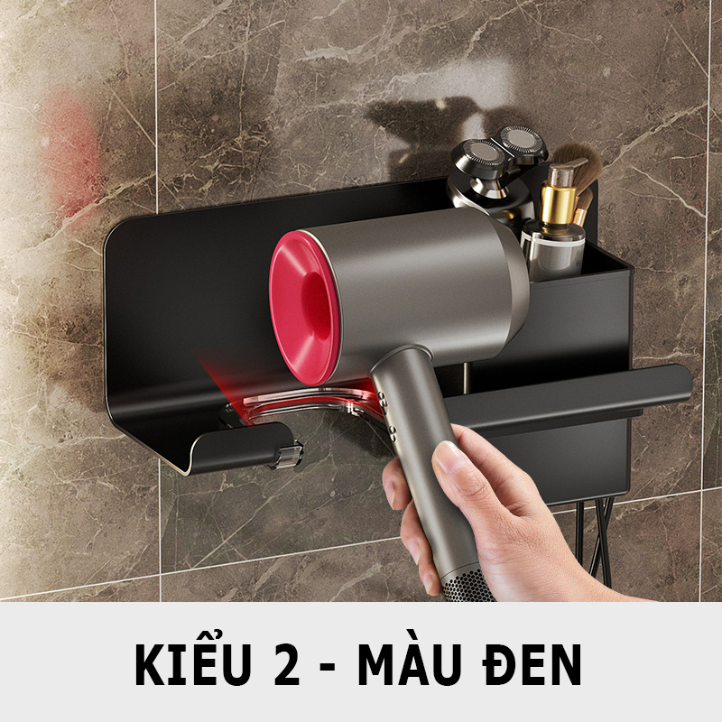 Kệ Để Máy Sấy Tóc Kèm Ống Đựng Lược Dán Tường Tiện Lợi