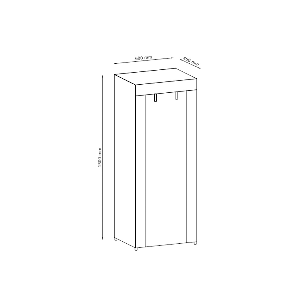 Tủ đồ | JYSK Damhus | kim loại/nhựa PP | xám đậm | R60xS46xC150cm