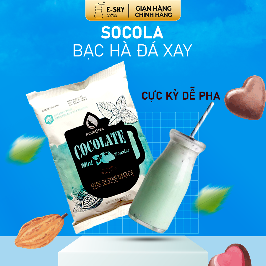 Bột Socola Bạc Hà Pomona Mint Chocolate Powder Nguyên Liệu Pha Chế Cà Phê, Latte, Mocha, Đá Xay, Sữa Lắc Hàn Quốc Gói 800g