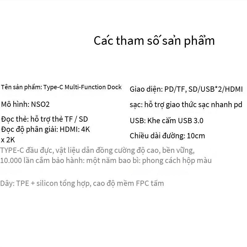 Khuyến mại đa chức năng đế cắm type-c bộ chuyển đổi nguồn điện type-c sang HDMI PD đầu đọc thẻ usb3.0HUB