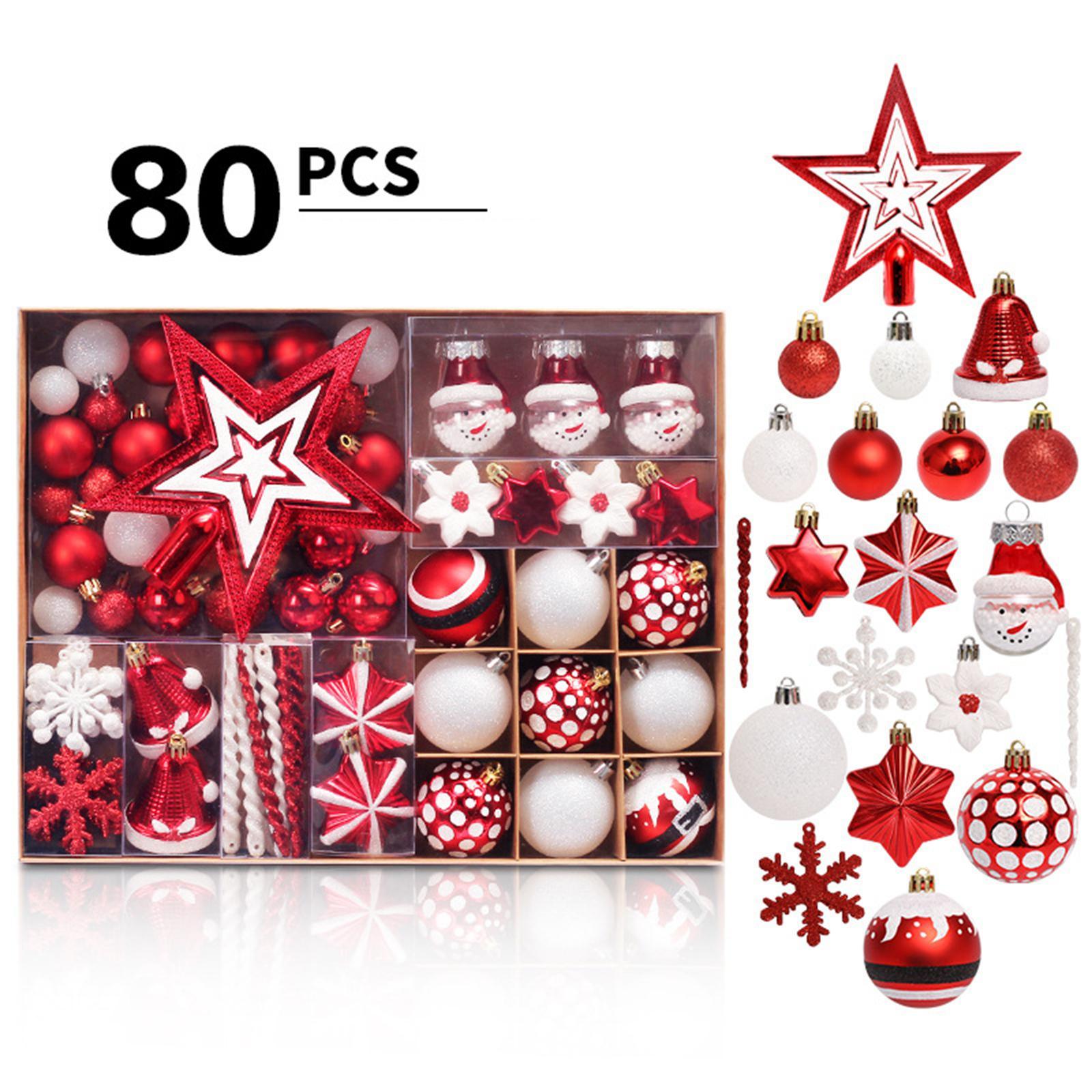 80x Christmas Ball Ornaments Set Decorations for Valentine's Day Celebration