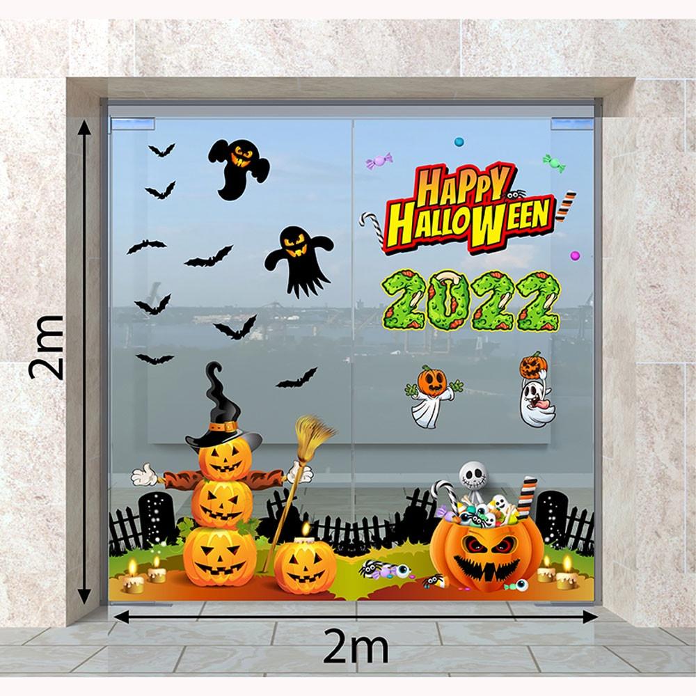 DECAL TRANG TRÍ HALLOWEEN 2022 COMBO CÁNH ĐỒNG BÌ NGÔ MA QUÁI