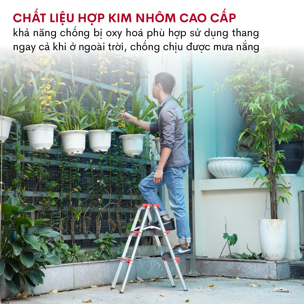 Hình ảnh Thang nhôm gấp chữ A Fujihome DL203, 3 bậc cao 0.76 mét - Hàng chính hãng