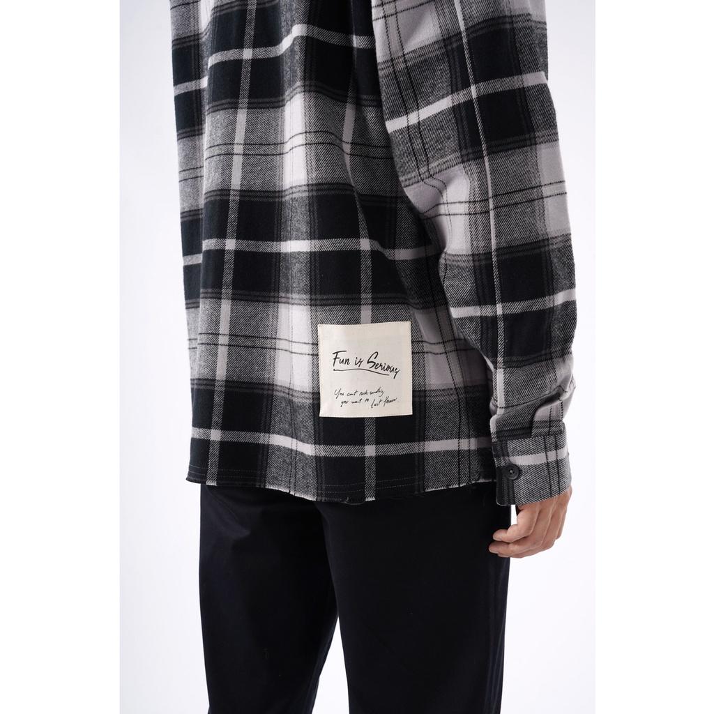 ÁO SƠ MI CARO NAM OVERSIZE nhãn trang trí 10F21SHL012 - LASTORE MENSWEAR