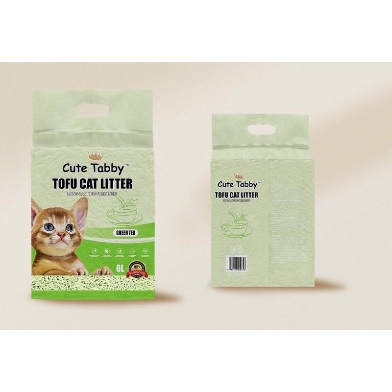 Cát đậu nành cute tabby 6L , TOFU CATLITTER bao hút chân không