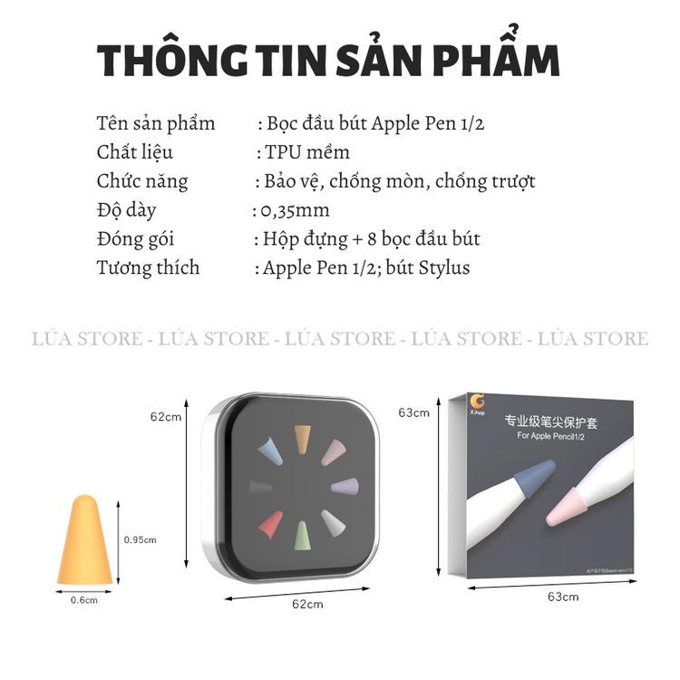 Bọc bảo vệ ngòi bút cho Apple Pen 1/2 chống mòn, chống trượt, bảo vệ ngòi bút cảm ứng, chất liệu TPU mềm, không cảm trở cảm ứng