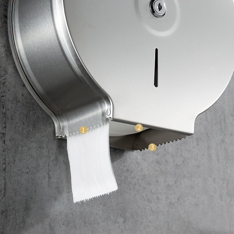 Hộp đựng giấy vệ sinh tròn gắn tường cỡ lớn INOX AIZA