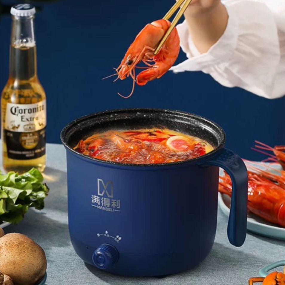 Nồi Lẩu Điện Đa Năng 2 Nấc Nhiệt Tặng Kèm Giá Hấp Có Tay Cầm 18cm